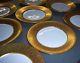 10 Dinner Plates Gold Encrusted Wide Rim White Porcelain D Or' Studios Set Of 10