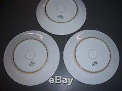 10 Dinner Plates Gold encrusted wide rim white porcelain D OR' Studios set of 10