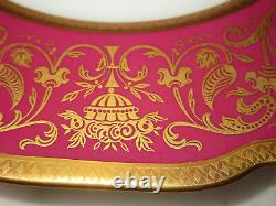 10 Hutschenreuther Hohenberg Antoinette Red & Raised Gold Dinner Scallope Plates