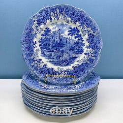 10 J & G Meakin ROMANTIC ENGLAND Blue HADDON HALL 10 Dinner Plates ROUND MARK