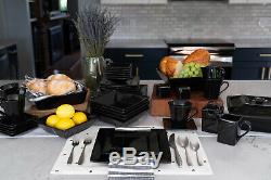 10 Strawberry Street Nova Square Banquet 45-Piece Dinnerware Set, Black