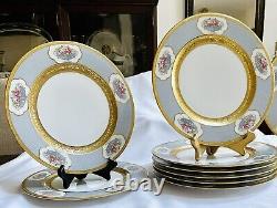 10 ornate T&V Limoges Set Of 11.25 Dinner Plates High Relief Gold Gilding