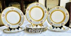 10 ornate T&V Limoges Set Of 11.25 Dinner Plates High Relief Gold Gilding
