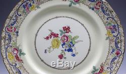 10pc Set Royal Doulton Dinner Plates floral motif filigree patterned gilt