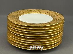 11 Tressemanes & Vogt (T&V) Gold Encrusted 11 Dinner/Service Plates Ovingtons