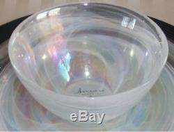 (12) Artistic Accents Pearl White Opal Iridescent Glass Dinner Set Plates Bowls