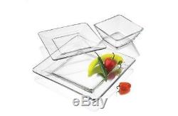 12 Piece Glass Dinnerware Set Service Clear Square Dinner Plates Salad Dishes