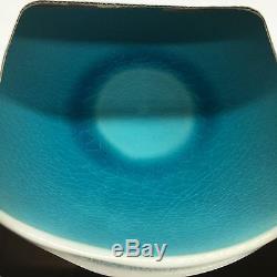 12pc Nicole Miller Crackled Turquoise Aqua Stoneware Dinner Salad Plate Bowl Set