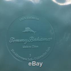 12pc Tommy Bahama Melamine Dinner Salad Plate Bowl Set Aqua Nautical Rope NEW