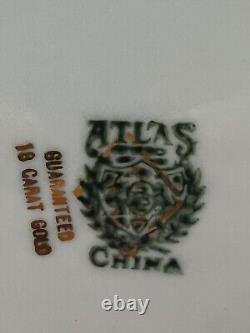 14 PC Atlas China Guaranteed 18 Carat GOLD Trim Luncheon Dinner Plate Set, A1731