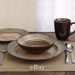 16 PC Dinnerware Set Dishes Dinner Stoneware Kitchen Plates Bowls Mugs Set For 4