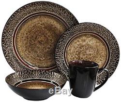 16 PC Dinnerware Set Dishes Dinner Stoneware Kitchen Plates Bowls Mugs Set For 4