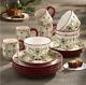 16 Pc Dinnerware Set Service Dinner Earthenware Plates Bowls Holiday Christmas