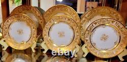 16 Pc Set Ambrosius Lamm Dresden Raised Gold Encrusted Dinner Plates Swan As Is