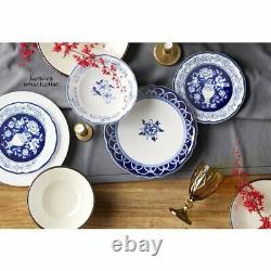 16 Piece Dinnerware Set Stoneware Blue French Country Dinner Dishes Plates Bowls