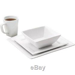 16 Piece Square Dinner Set Dining Bowls Plates Dishes Mug Porcelain Dinnerware