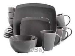 16 Piece Square Dinnerware Set Dishes Dinner Stoneware Plates Kitchen Bowls Mugs