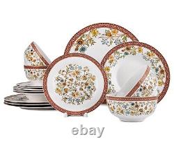 16 pc Fleurs des Prairies Bone China Dinner Set Porcelain Dinnerware Set