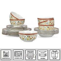 16 pc Fleurs des Prairies Bone China Dinner Set Porcelain Dinnerware Set