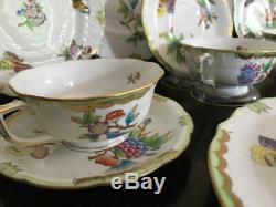 16PC Dinner Service Herend Queen Victoria China Set 4 Place Settings Plates Cups