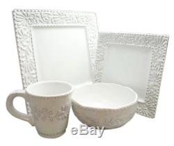 16pc Square Dinner Set Dining Bowls Plates Dishes Mug White Dolomite Dinnerware