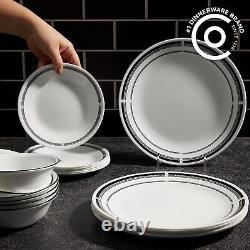 18-Piece round Dinnerware Set, Service for 6, Lightweight round Plates and Bowls