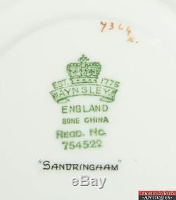 18 pc Aynsley China Set Scalloped Buckingham Blue & Gold Dinner Plate Soup Bowl