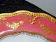 1890 Antique Set/12 Royal Crown Derby Dinner Plates Pink Raised Gold Encrusted