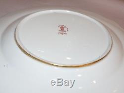 1890 Antique SET/12 Royal CROWN DERBY Dinner Plates PINK RAISED GOLD Encrusted