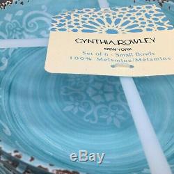 18pc Cynthia Rowley Teal Melamine 6 Dinner Salad Plate Bowl Set Rustic Medallion