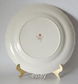 1950's Royal Cauldon Souvenir (Pink Rim) 10.5 Dinner Plate Set, Made in England