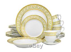 20 Piece Porcelain Dinnerware Set for 4 Luxury Dining Dinner Dishes Bowls Plates