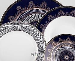 20pc Noble Cobalt Blue Bone China Gold Dinner Tea Set Porcelain Dinnerware Set
