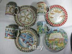 222 Fifth 12 Days of Christmas 8 Plates and Matching Mugs Complete Set 24 pcs