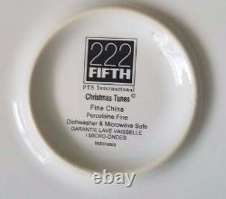 222 Fifth Christmas Tunes Dinner Plate Set Of 8 New
