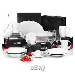 24Pcs ALESSI KU Dinner Service China Porcelain Tableware Dining Plate Bowl Set