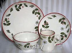 24pc CHRISTMAS HOLLY DINNERWARE SET Dinner Salad Plates Bowls Mugs CMG Portugal