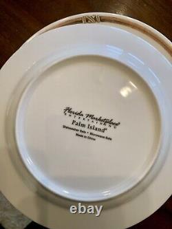 26 Piece Florida Marketplace Palm Island Dish Set Pitcher Bowls Dinner Plates