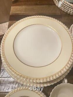 27 Pc Lenox for Tiffany & Co. Porcelain Salad Dinner Plates Scalloped Rim c1960