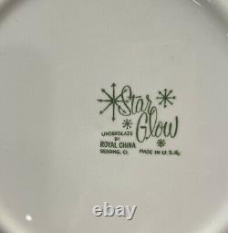 27 Piece Royal China Star Glow Gold MCM Vintage Atomic Starburst Plates Bowls