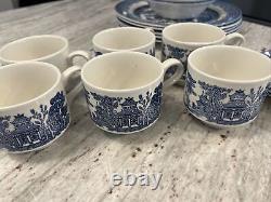 29 PC Churchill England Blue Willow China Dinner Set Plates, Bowls Cup Saucers