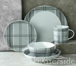 30 Piece Crockery Dinner Plates Bowls Mugs Dinnerware Tableware Dinning Set Grey