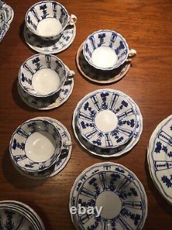 30 Piece Flow Blue Dining Set Antique Satsuma Candia Cauldon England