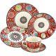 30 Piece Red Dinner Set Round Porcelain Service Crockery Plates Cups Bowls Gift
