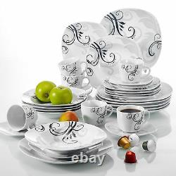 30-Pieces Dinner Set Crockery Dining for 6 People Plate Bowl Complete Tableware