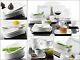 30pc Complete Dinner Set Square Curved Plates Cups Saucers Crockery Dining Set
