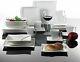30pc Complete Dinner Set Square Plates Cup Ceramic Dinnerware Kitchen Dining Set