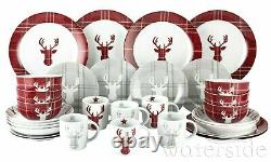 30pc Highland Stag Dinner Set Christmas Gift Crockery Dining Plates Bowls Mug