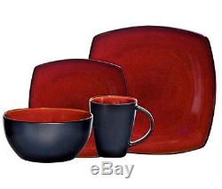 32 Piece Dinnerware Set Stoneware Dishes Dinner Plates With 45 Pc Flatware Set RED