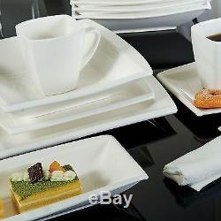 32PC Complete Dinner Set Square Plates Cups Saucers Crockery Ceramic Dining Set